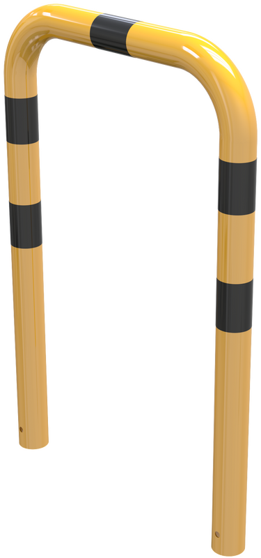 Rammschutz zum einbetoniern ges. breite  750 mm Ø 76 mm, gelb - schwarz schräg rechts oben